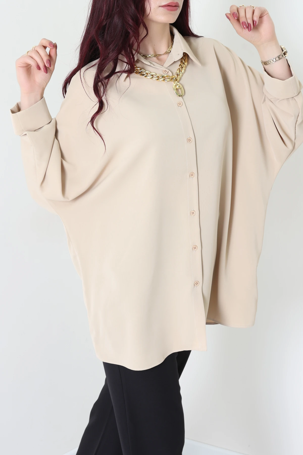 Aksesuarlı Gömlek Bej - 4239.360.