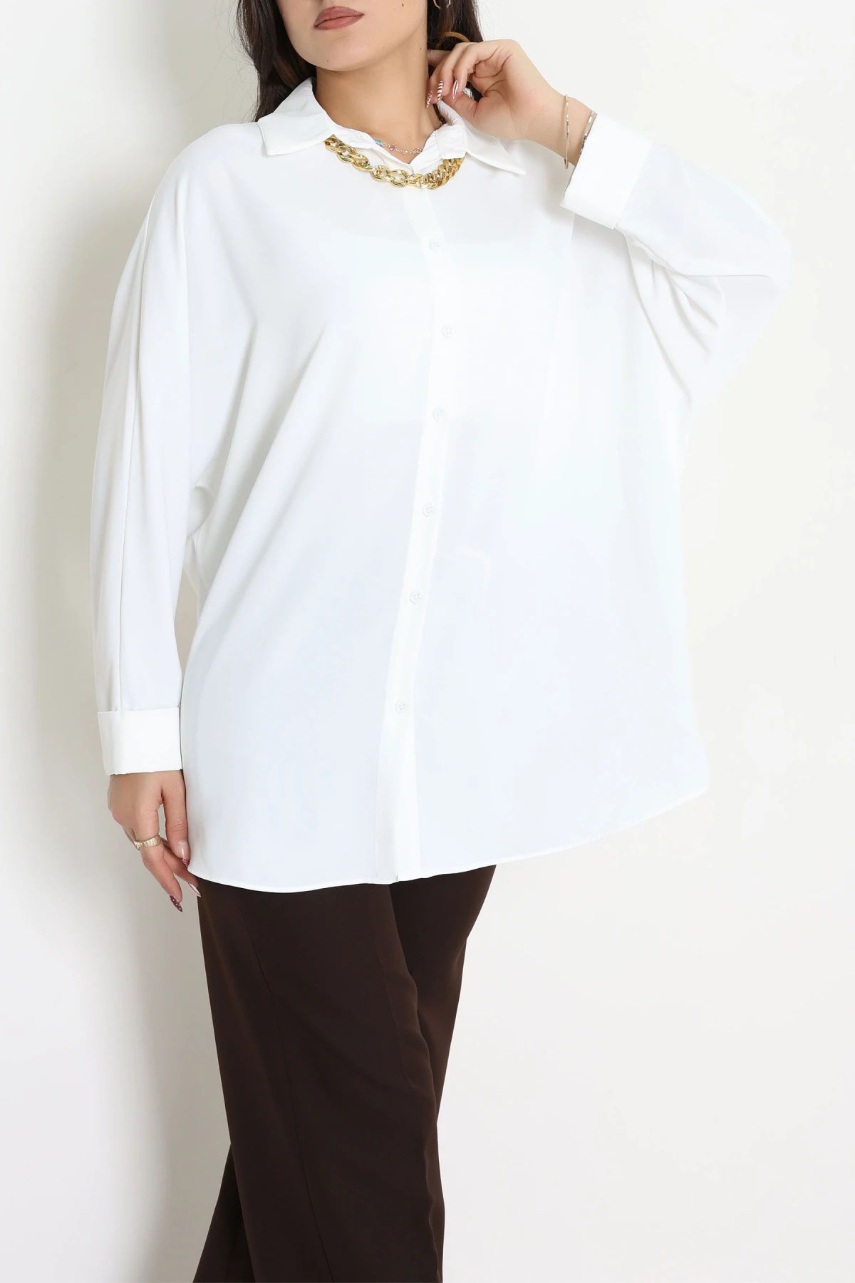 Aksesuarlı Gömlek Beyaz - 4239.360.