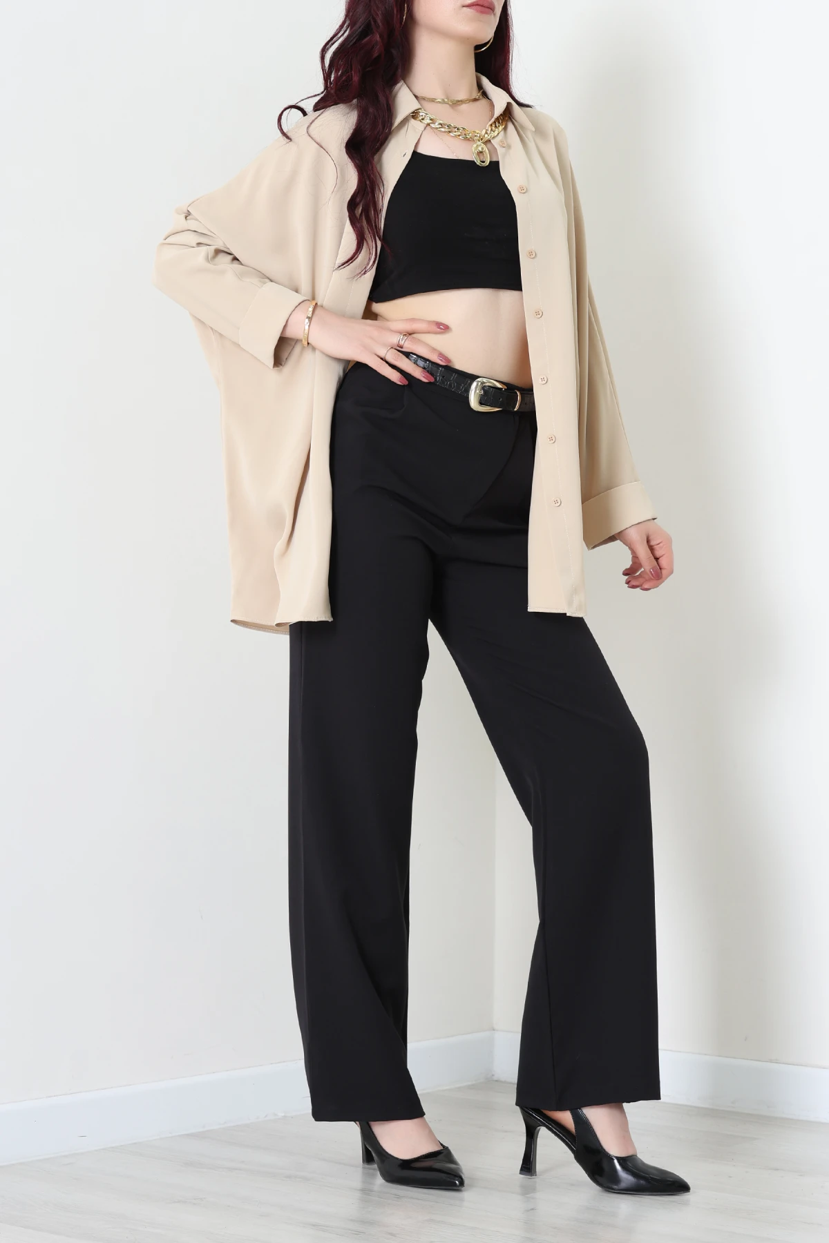 Aksesuarlı Gömlek Bej - 4239.360.