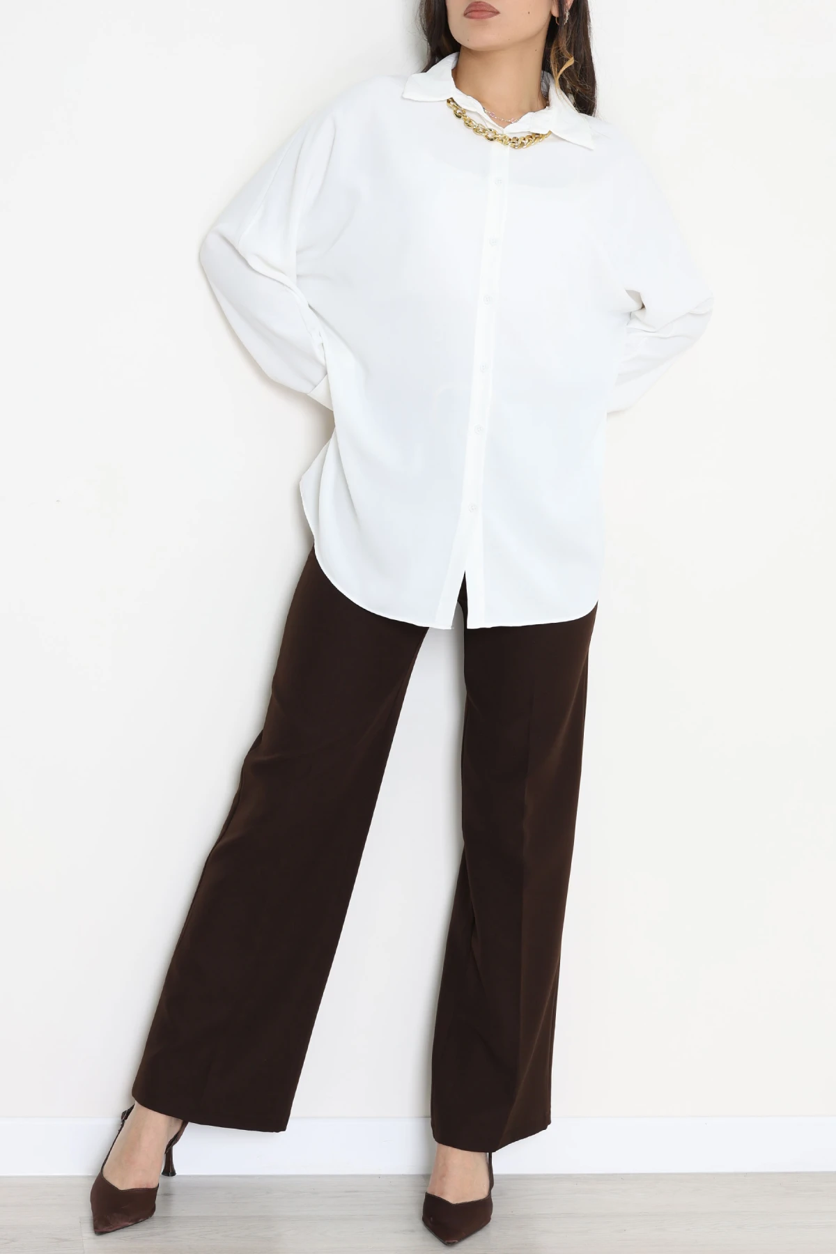 Aksesuarlı Gömlek Beyaz - 4239.360.