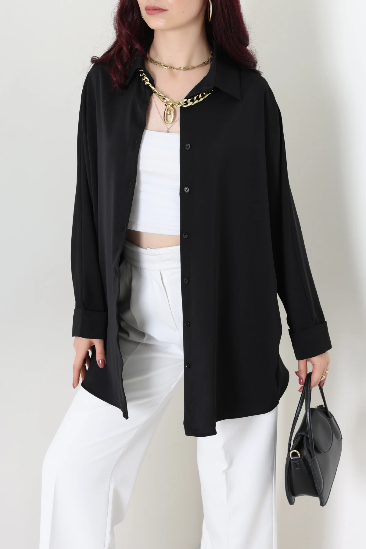 Aksesuarlı Gömlek Siyah - 4239.360.