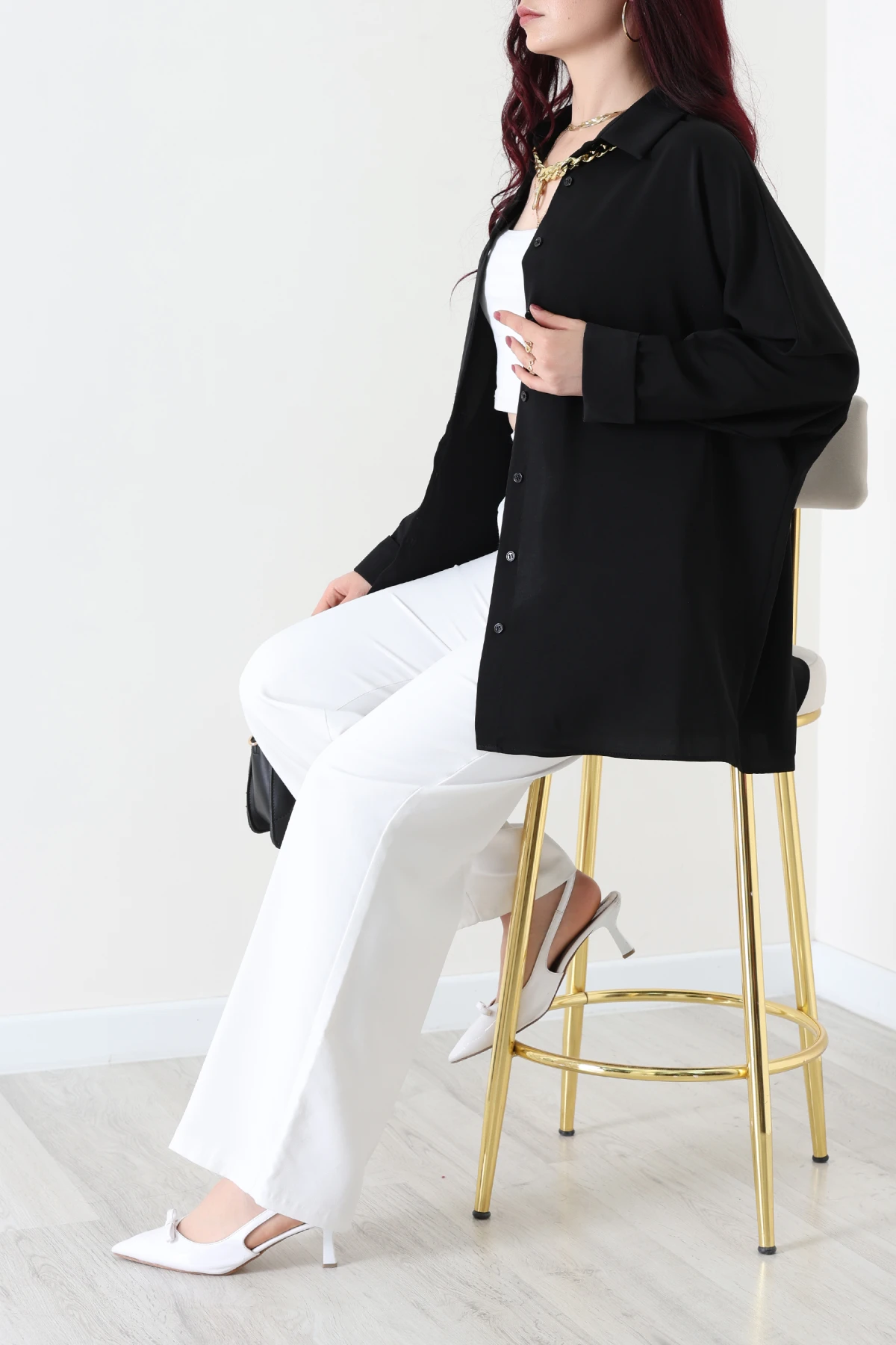 Aksesuarlı Gömlek Siyah - 4239.360.