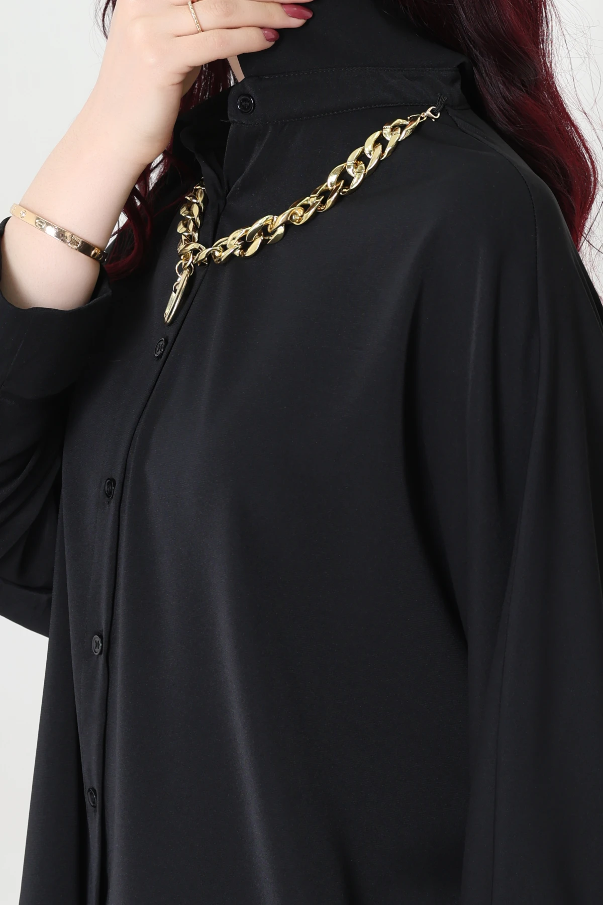 Aksesuarlı Gömlek Siyah - 4239.360.