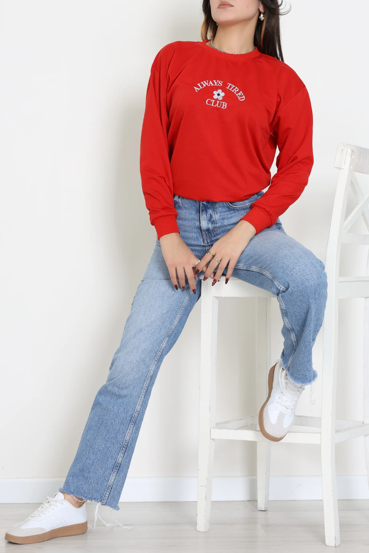 2 İplik Bisiklet Yaka Sweat Kırmızı - 42716.1878.