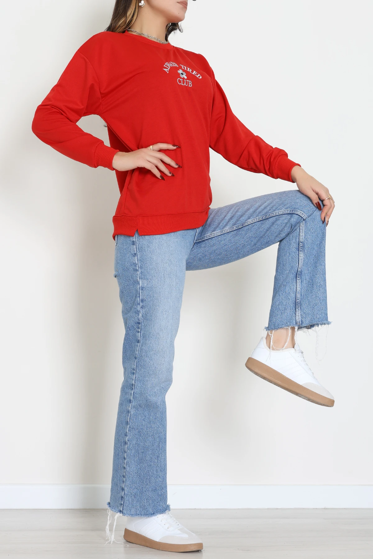 2 İplik Bisiklet Yaka Sweat Kırmızı - 42716.1878.