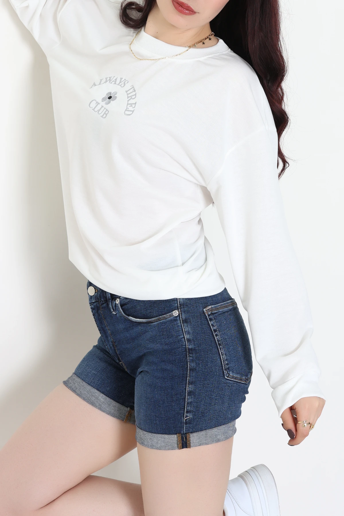 2 İplik Bisiklet Yaka Sweat Ekru - 42716.1878.