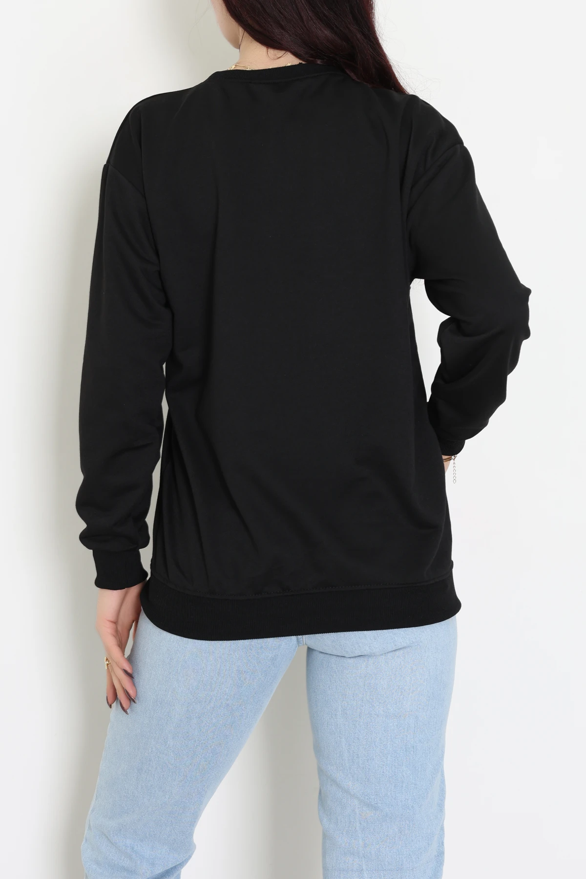 2 İplik Bisiklet Yaka Sweat Siyah - 42716.1878.