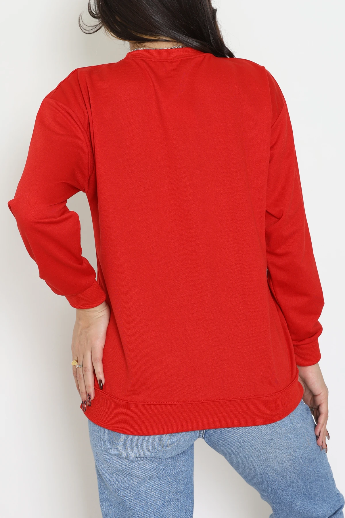 2 İplik Bisiklet Yaka Sweat Kırmızı - 42716.1878.