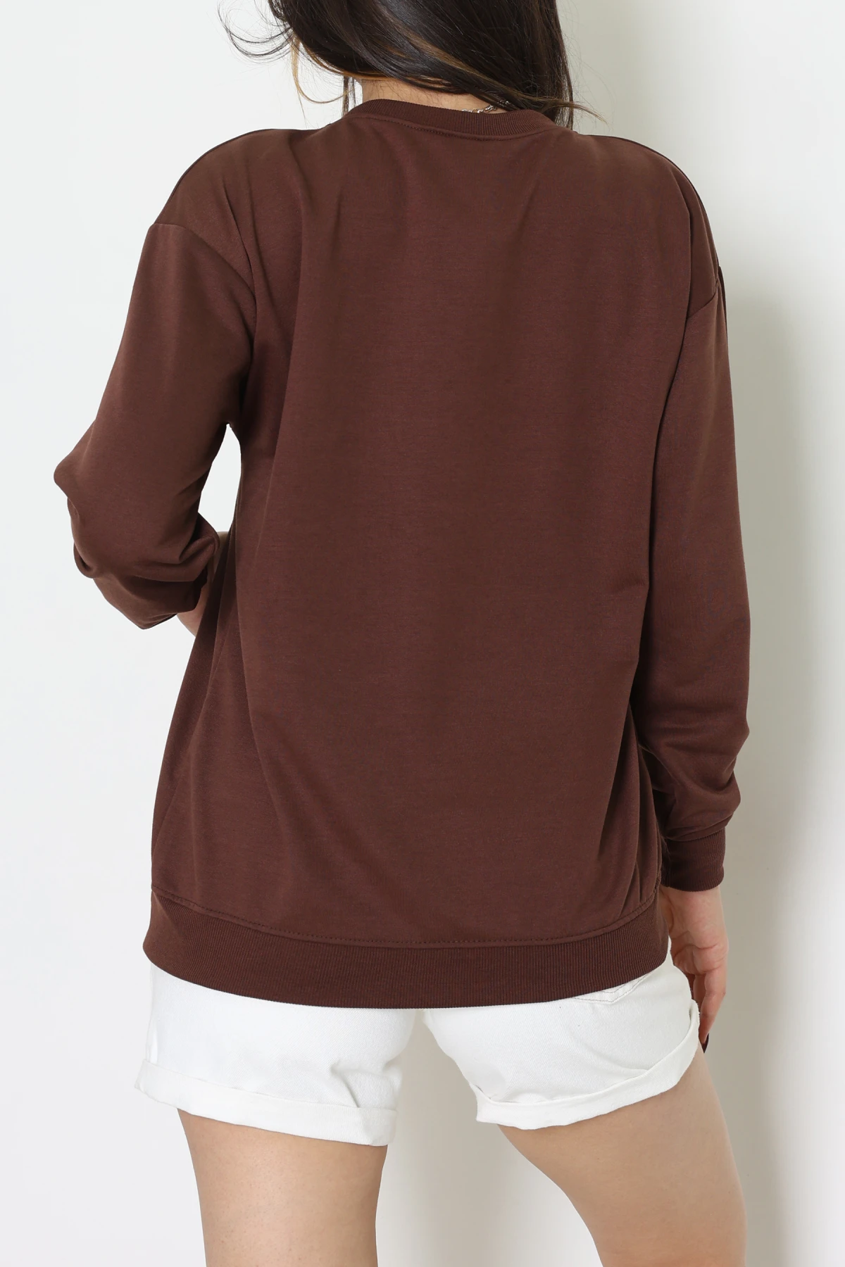 2 İplik Bisiklet Yaka Sweat Kahve - 42716.1878.