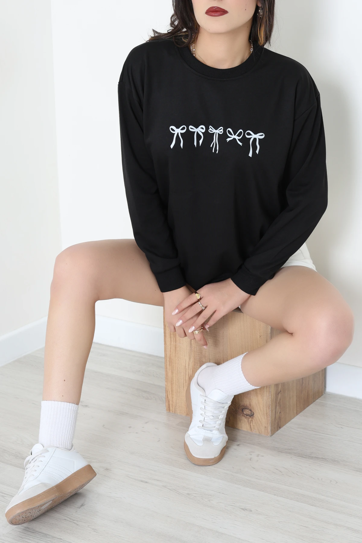 2 İplik Baskılı Sweat Siyahekru - 42718.1878.