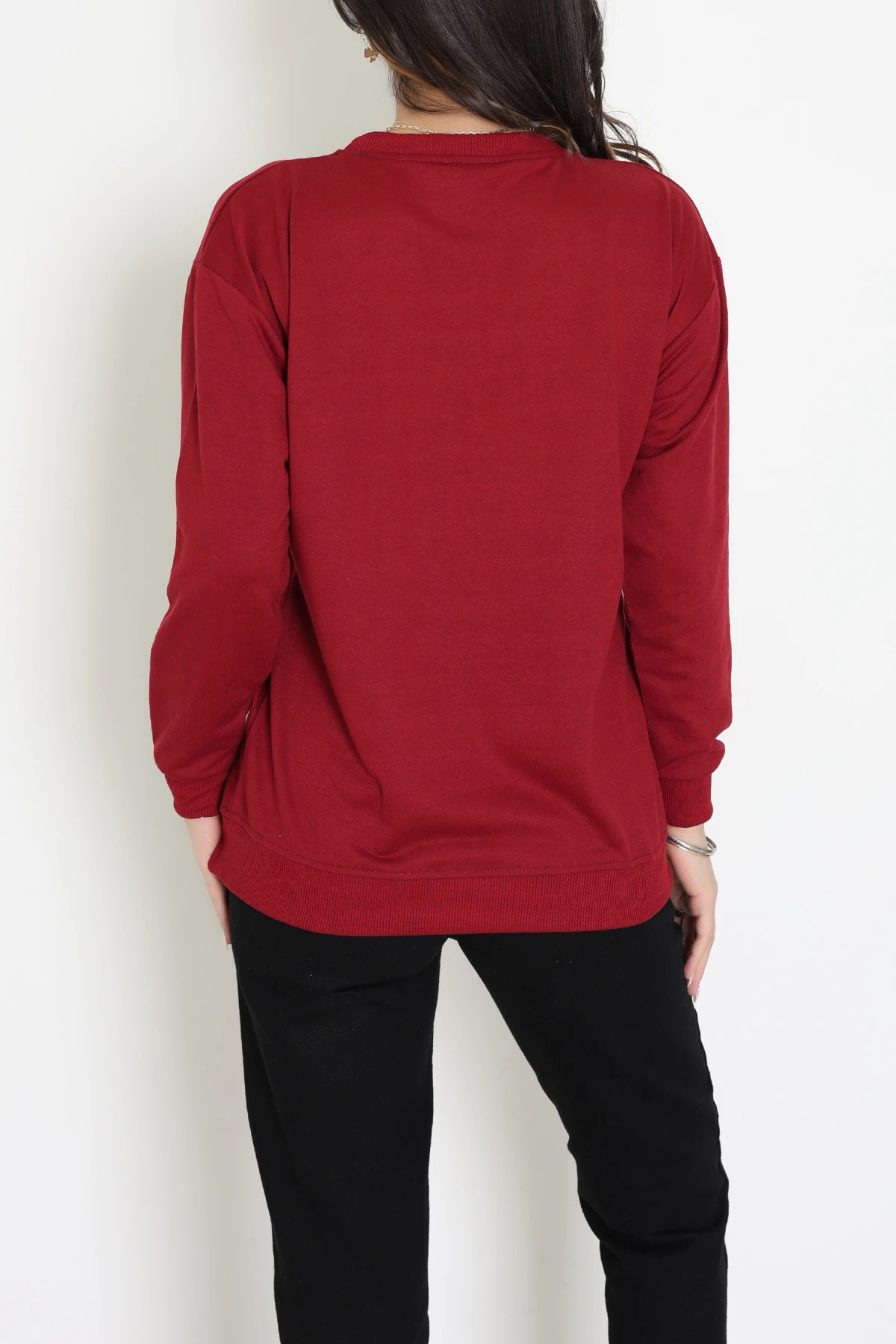 2 İplik Baskılı Sweat Bordoekru - 42718.1878.