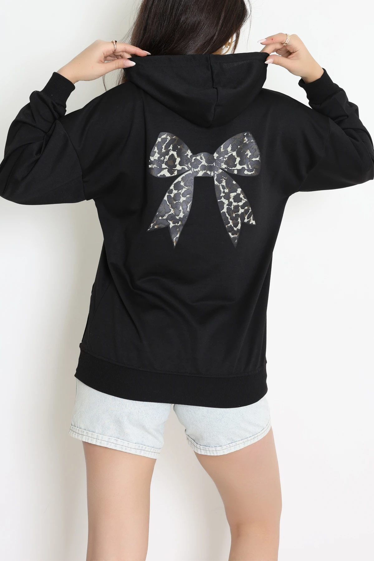 2 İplik Kanguru Cepli Kapşonlu Sweat Siyah - 42722.1878.