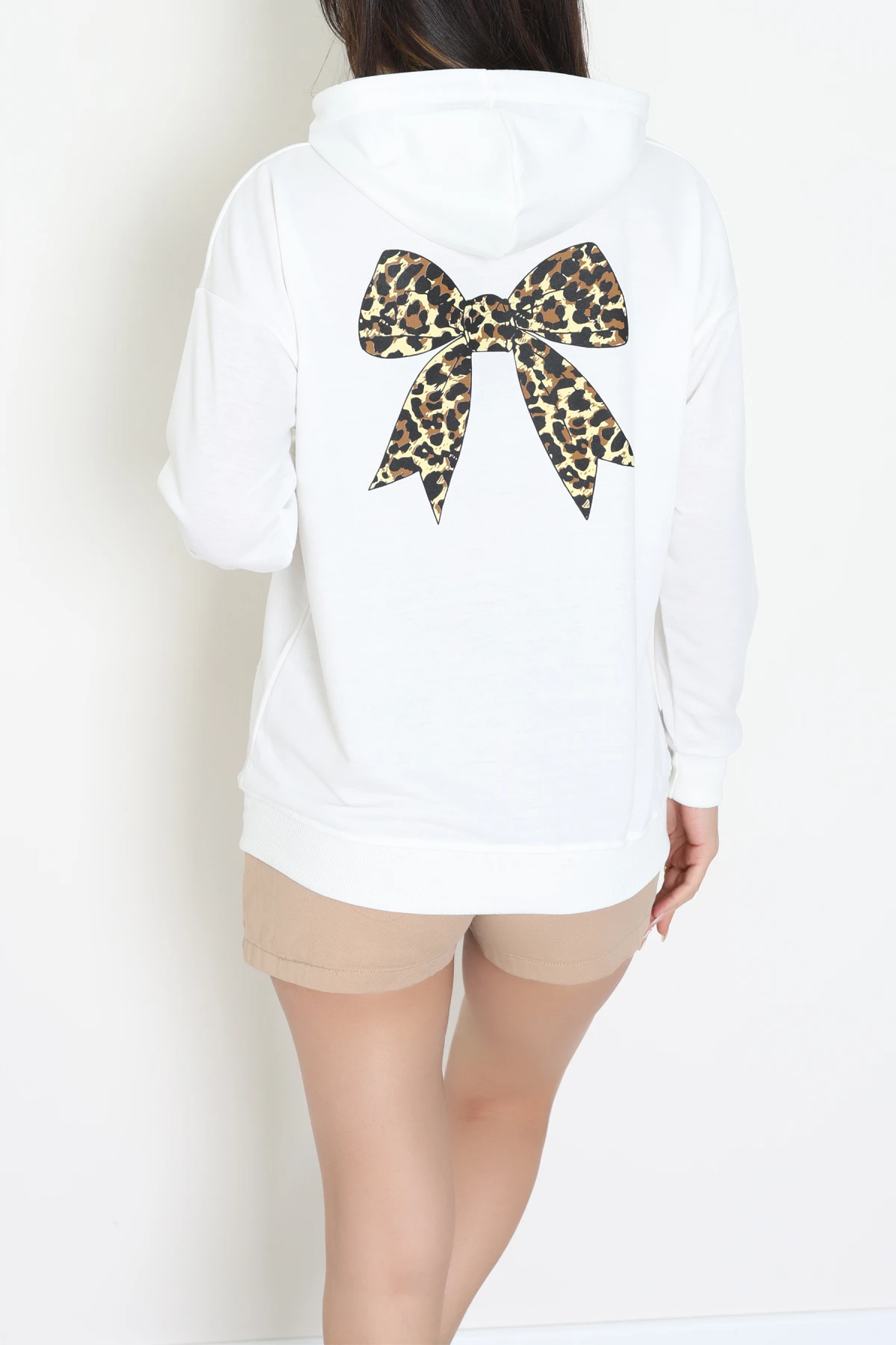 2 İplik Kanguru Cepli Kapşonlu Sweat Ekru - 42722.1878.