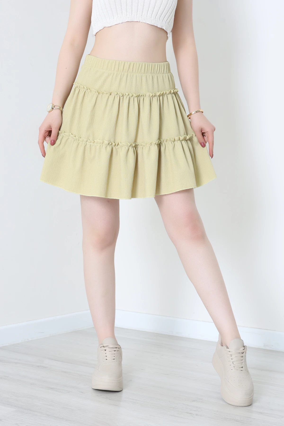 Bürümcük Fırfırlı Mini Etek Yağyeşili - 43946.599.
