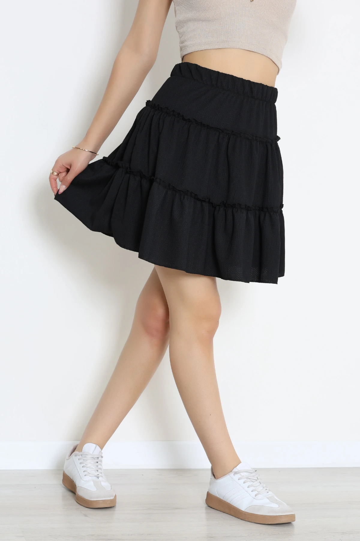 Bürümcük Fırfırlı Mini Etek Siyah - 43946.599.