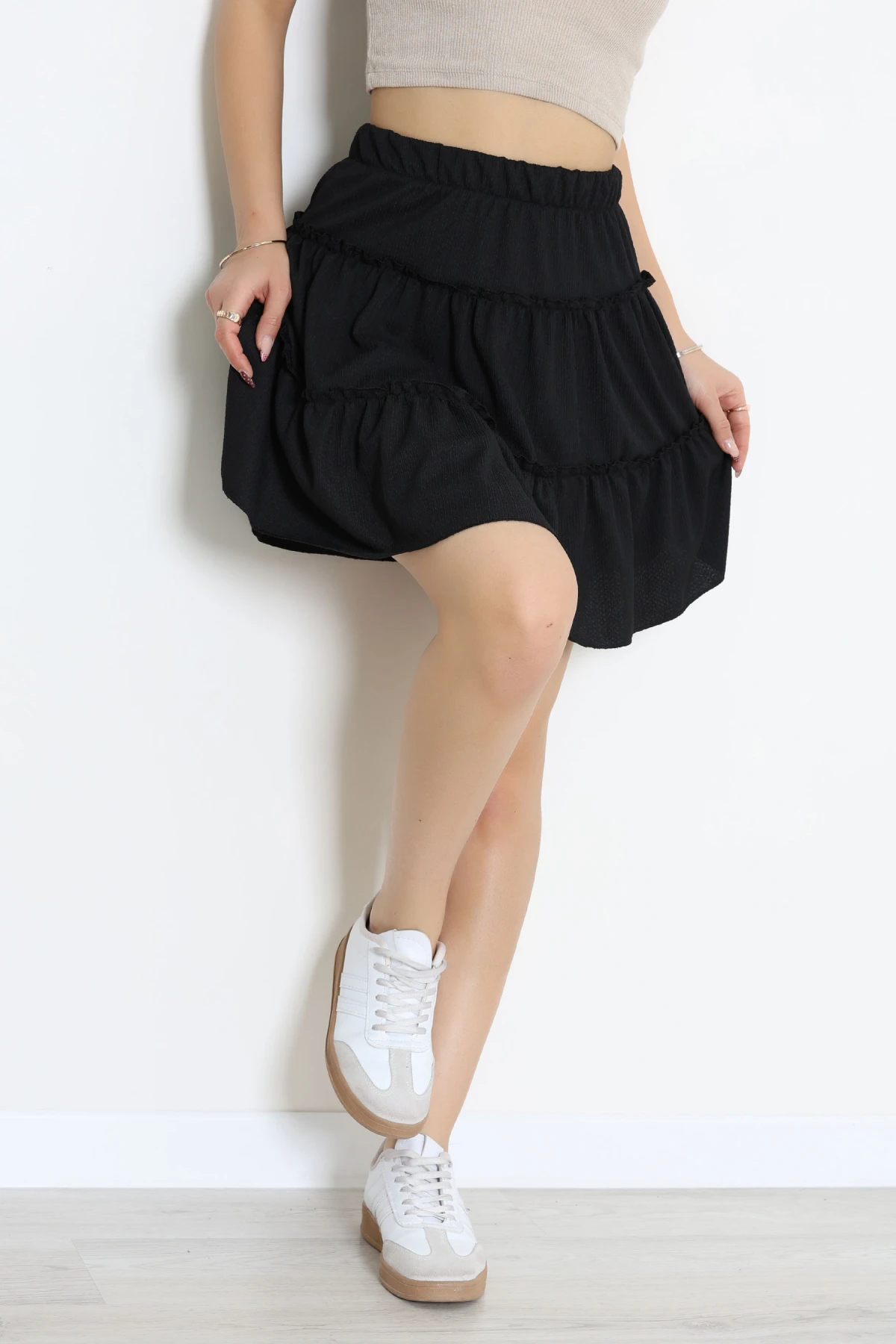 Bürümcük Fırfırlı Mini Etek Siyah - 43946.599.