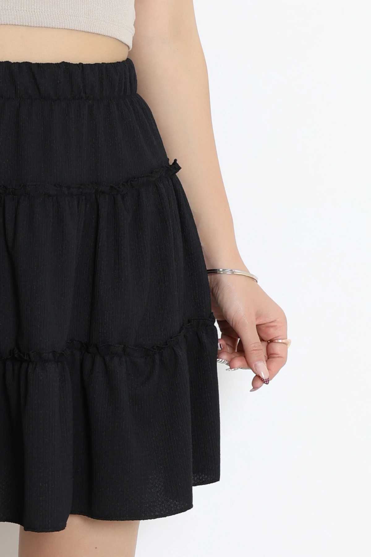 Bürümcük Fırfırlı Mini Etek Siyah - 43946.599.
