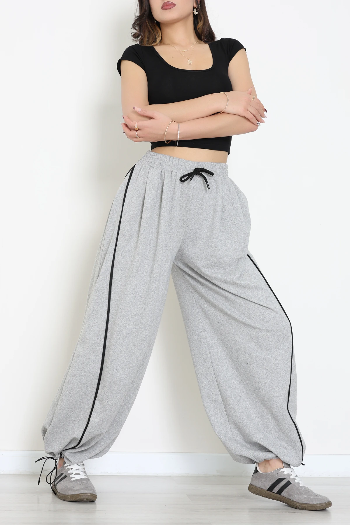 2 İplik Biyeli Eşofman Altı Gri - 43967.1857.