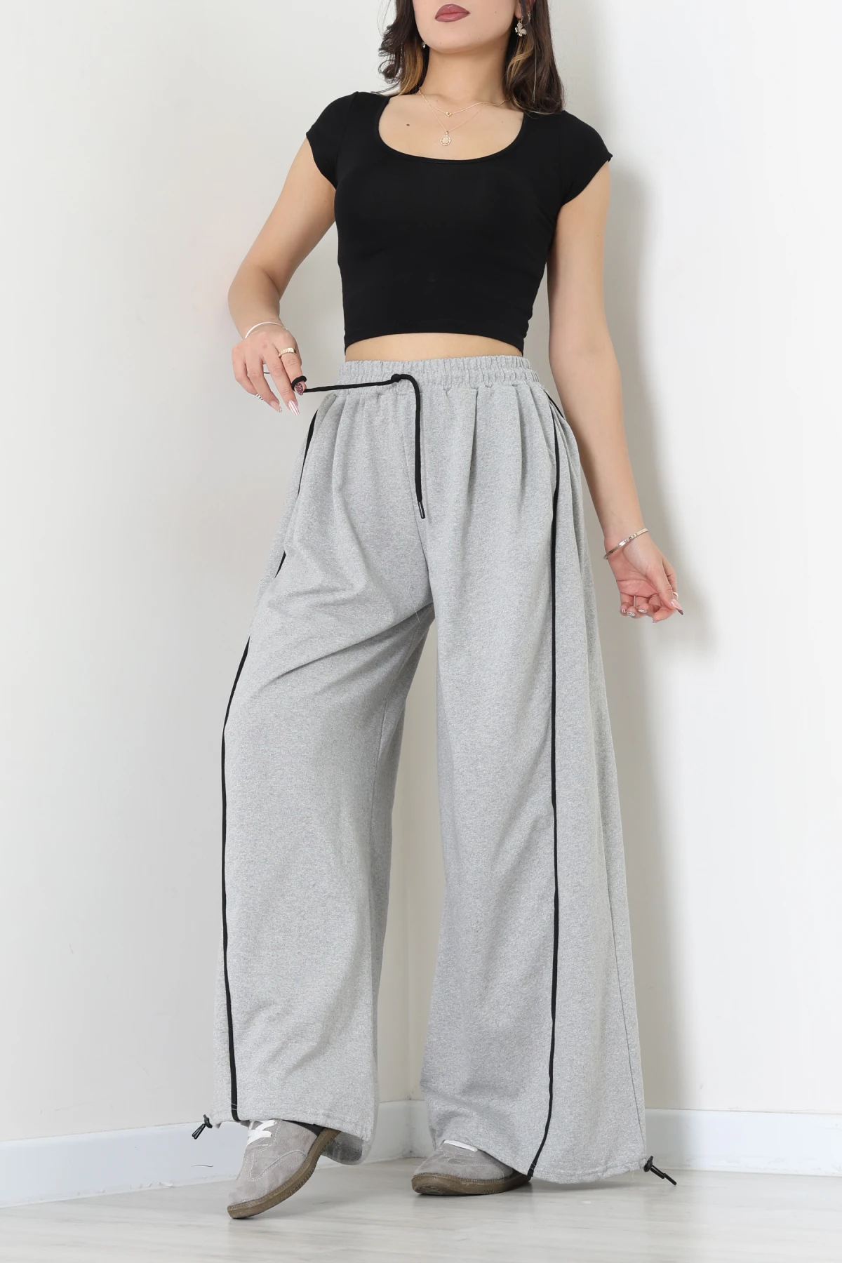 2 İplik Biyeli Eşofman Altı Gri - 43967.1857.