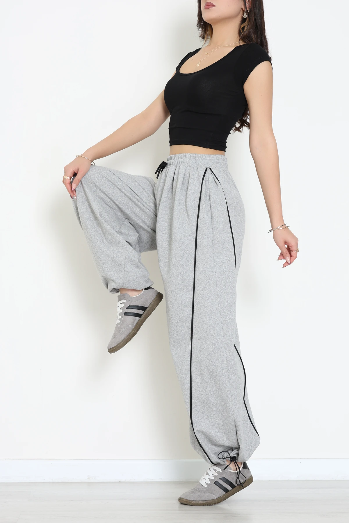 2 İplik Biyeli Eşofman Altı Gri - 43967.1857.