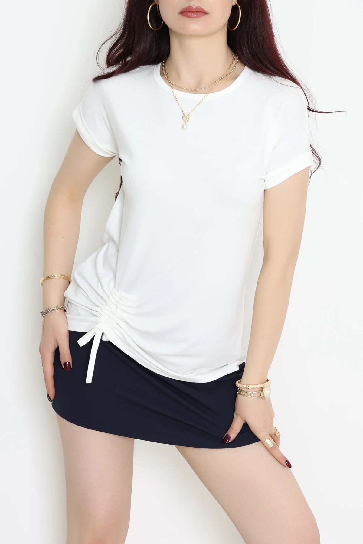 Büzgülü Viskon Bluz Ekru - 43991.599.