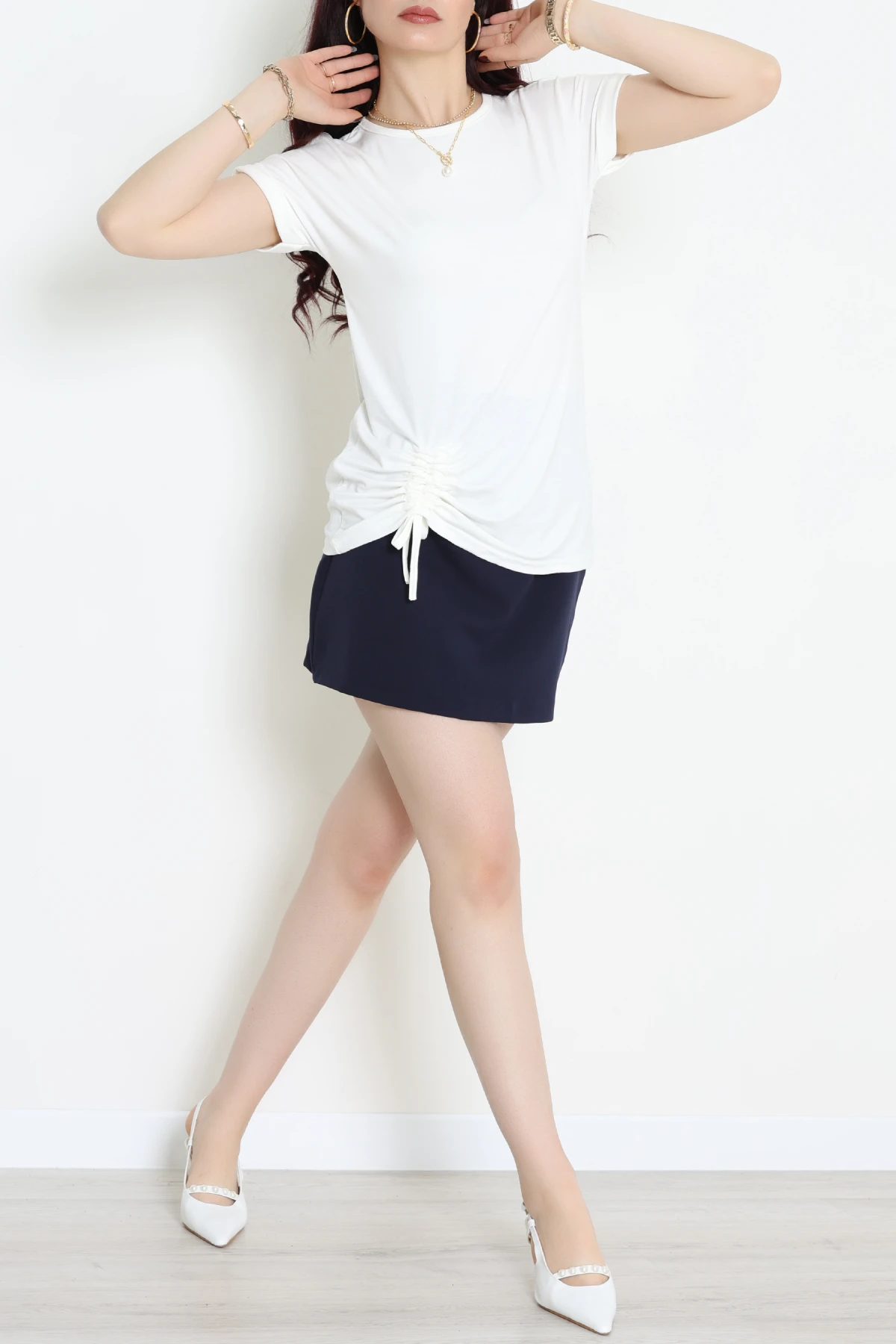 Büzgülü Viskon Bluz Ekru - 43991.599.