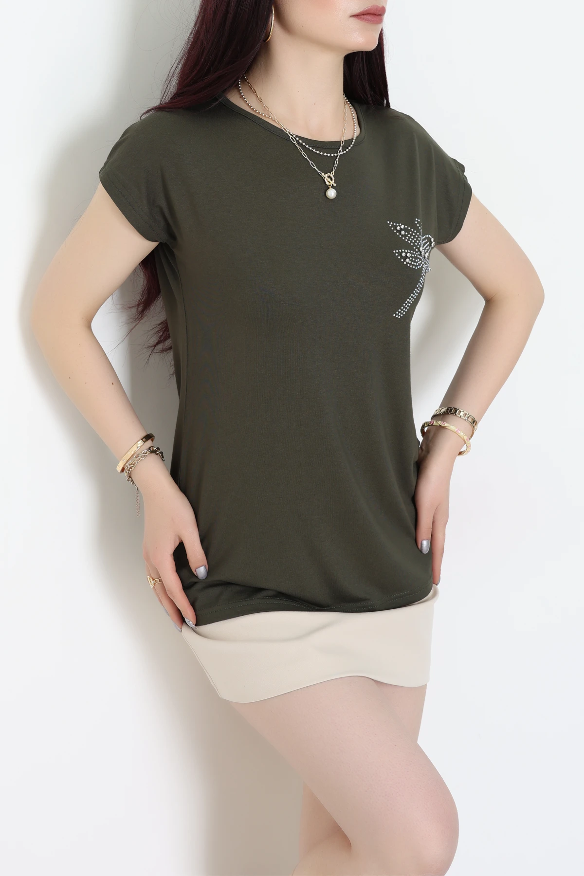 Desenli Bluz Haki - 43999.599.