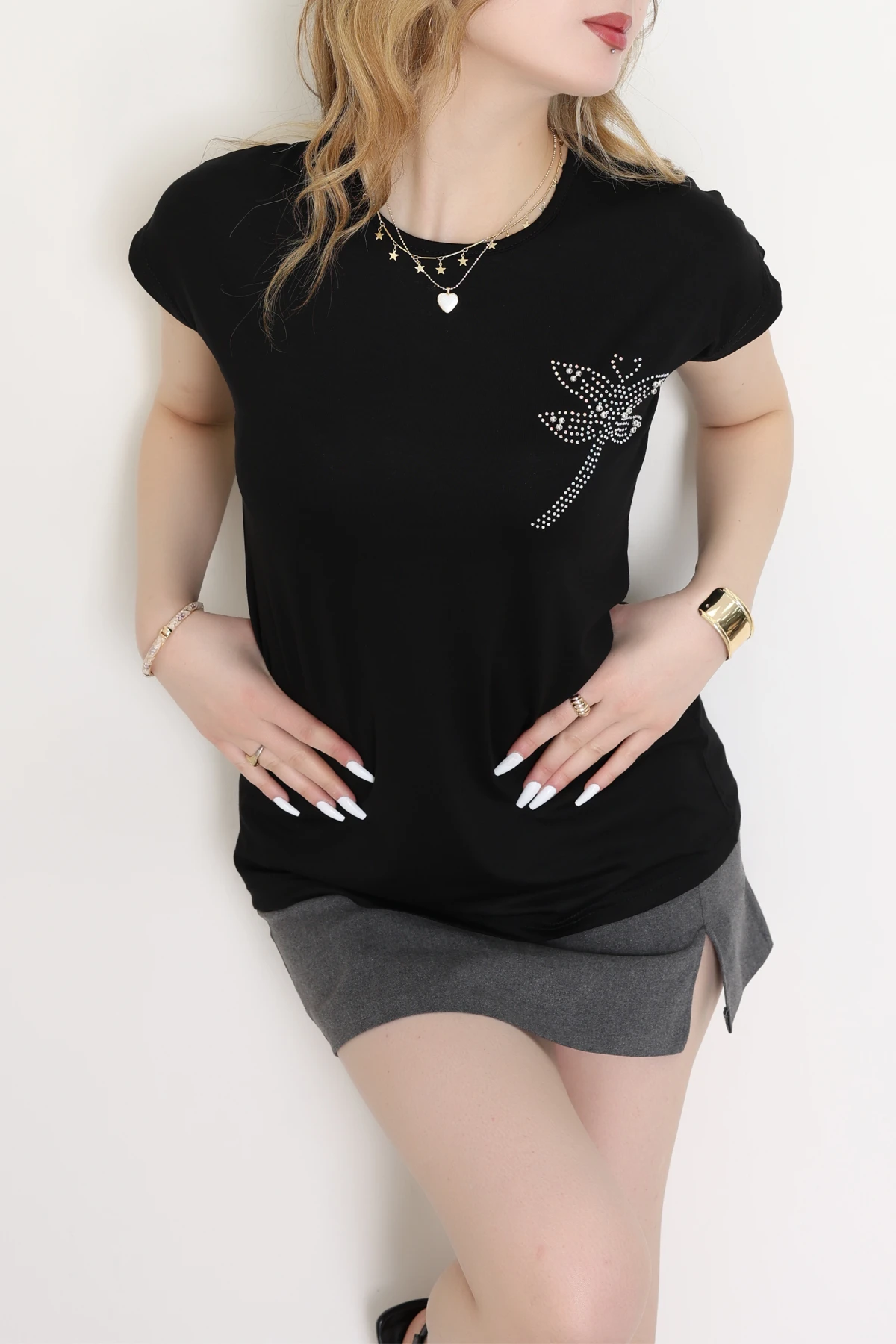 Desenli Bluz Siyah - 43999.599.