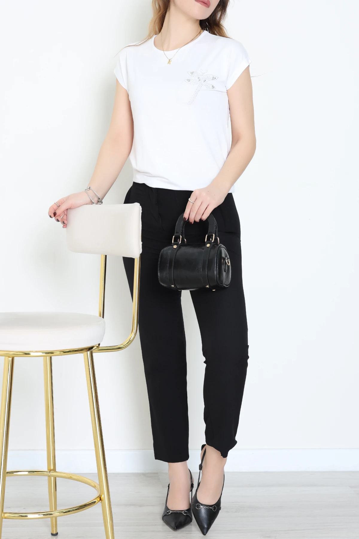 Desenli Bluz Beyaz - 43999.599.