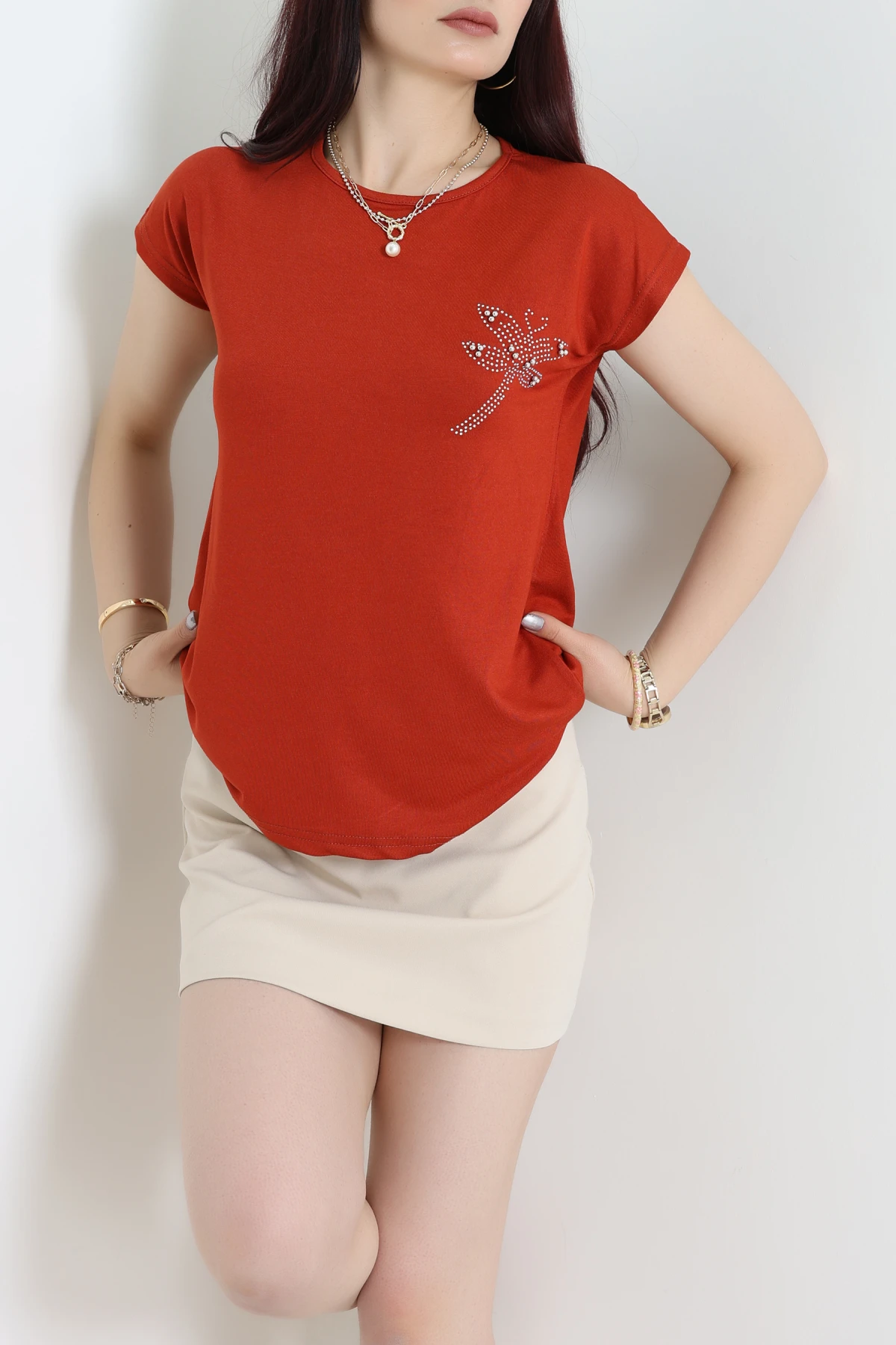 Desenli Bluz Kiremit - 43999.599.