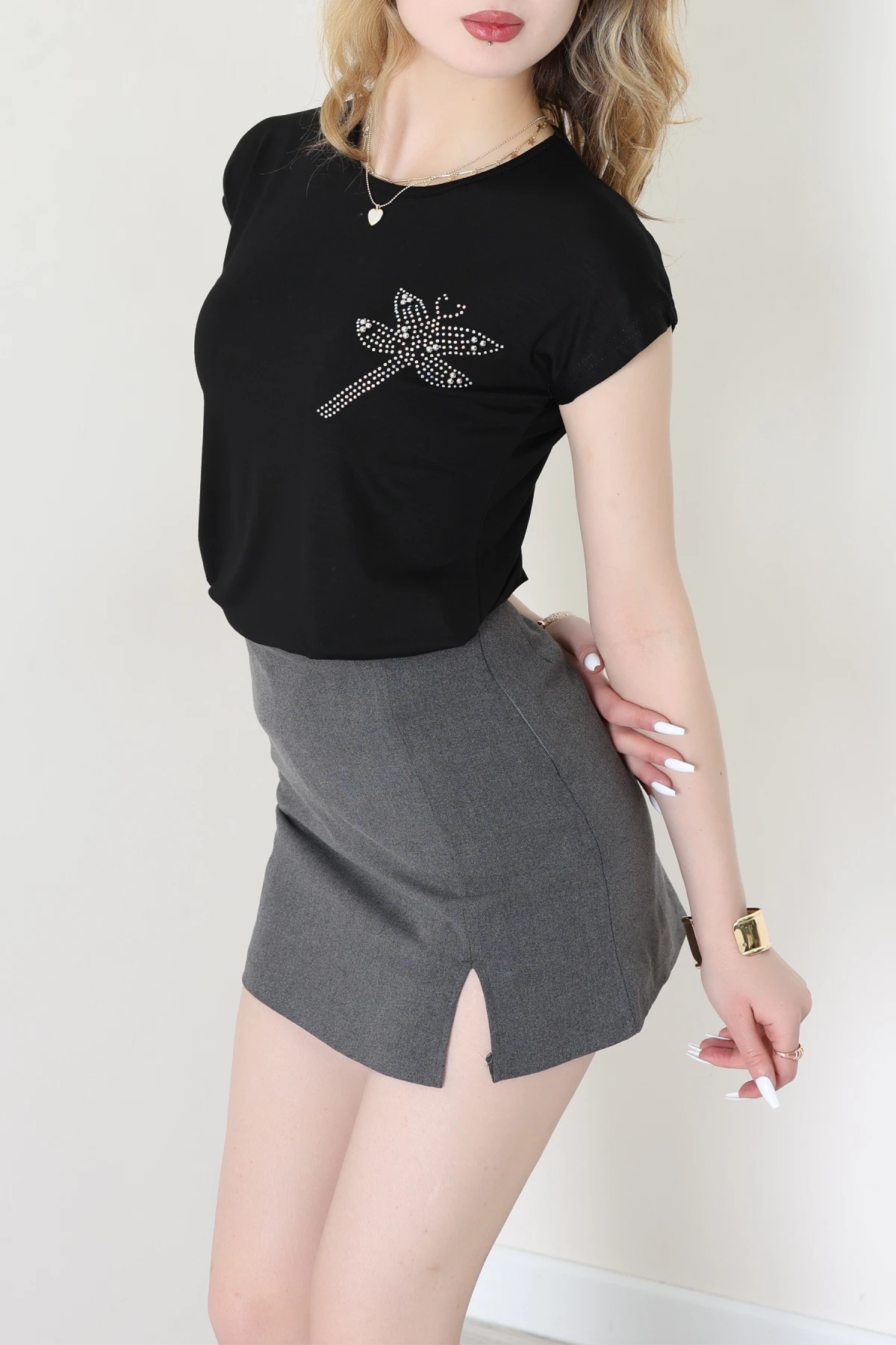 Desenli Bluz Siyah - 43999.599.