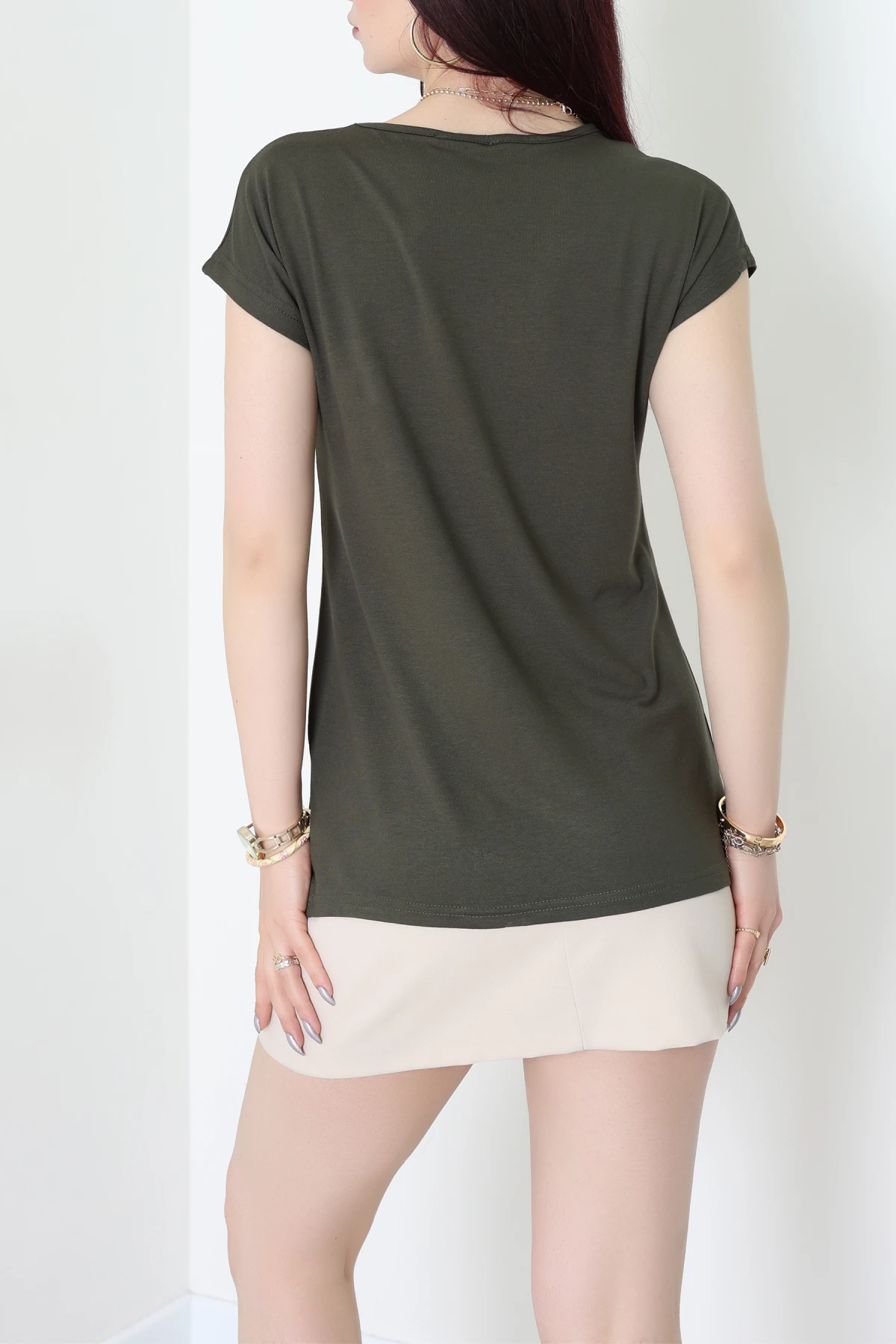 Desenli Bluz Haki - 43999.599.