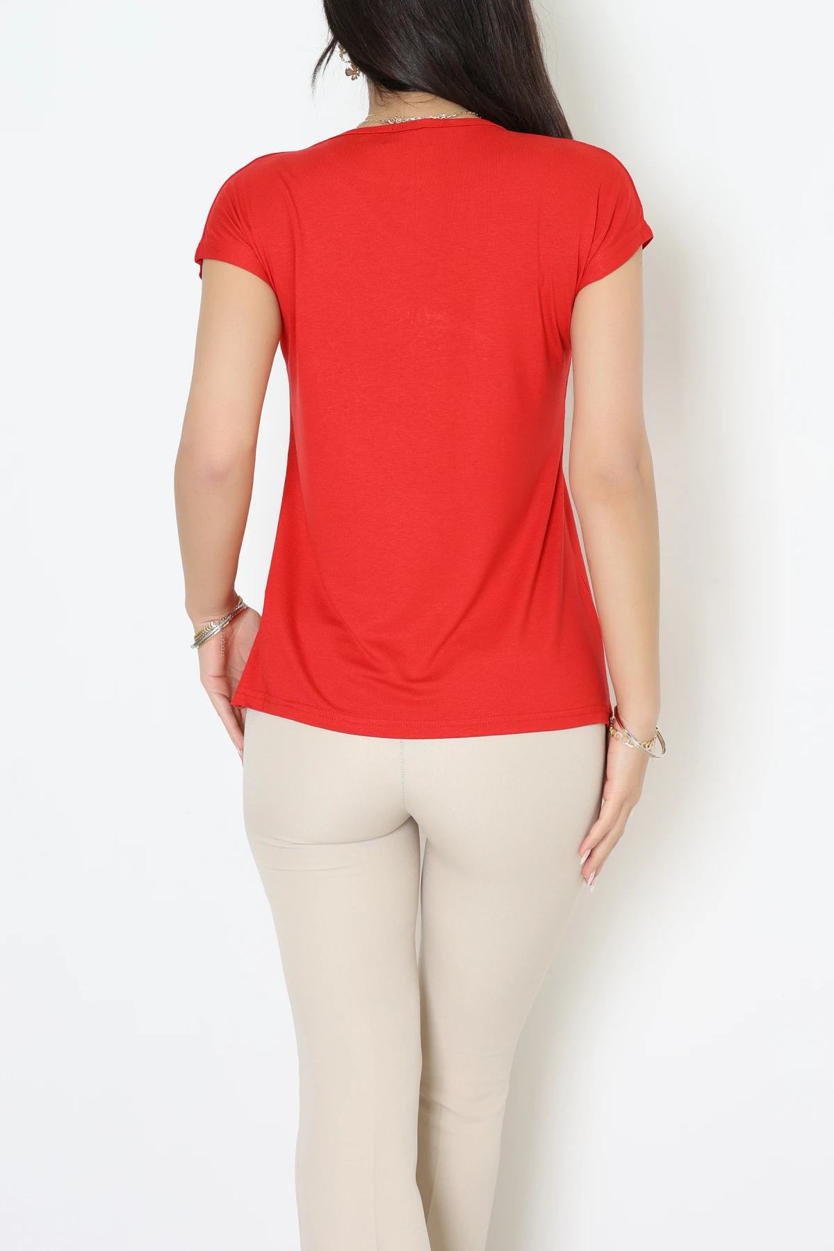 Buz Kristali Baskılı Bluz Kırmızı - 44008.599.