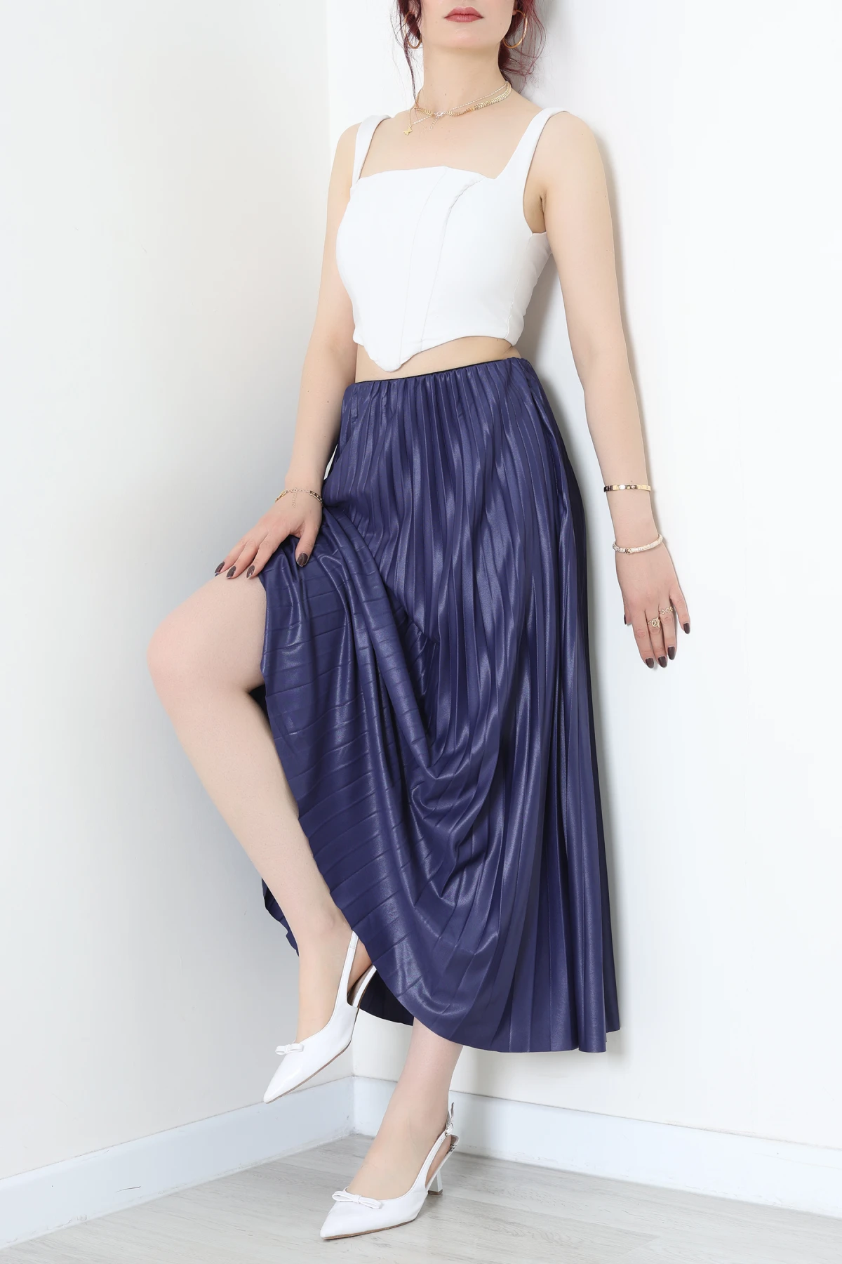 Pileli Etek Lacivert - 44029.2111.