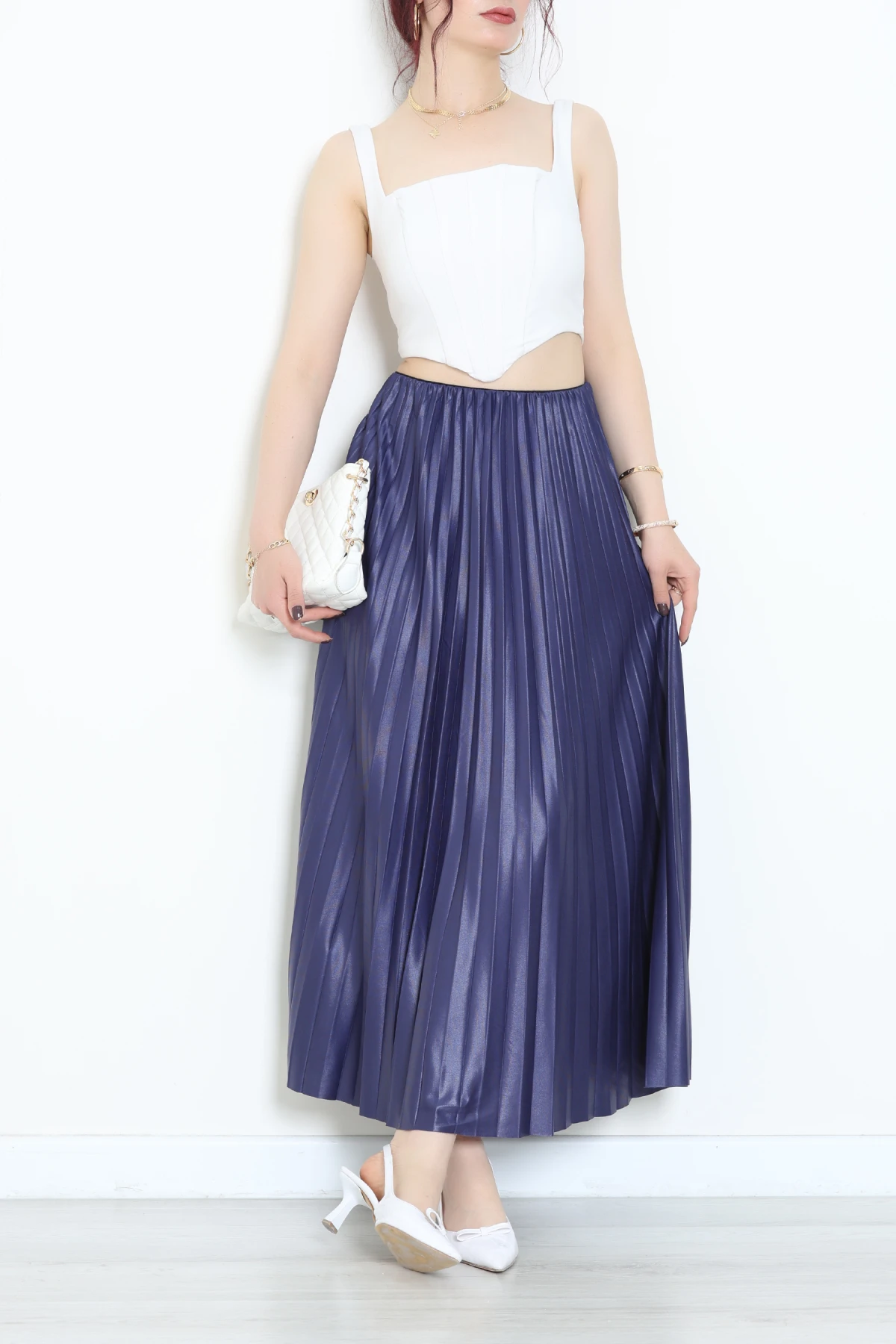 Pileli Etek Lacivert - 44029.2111.