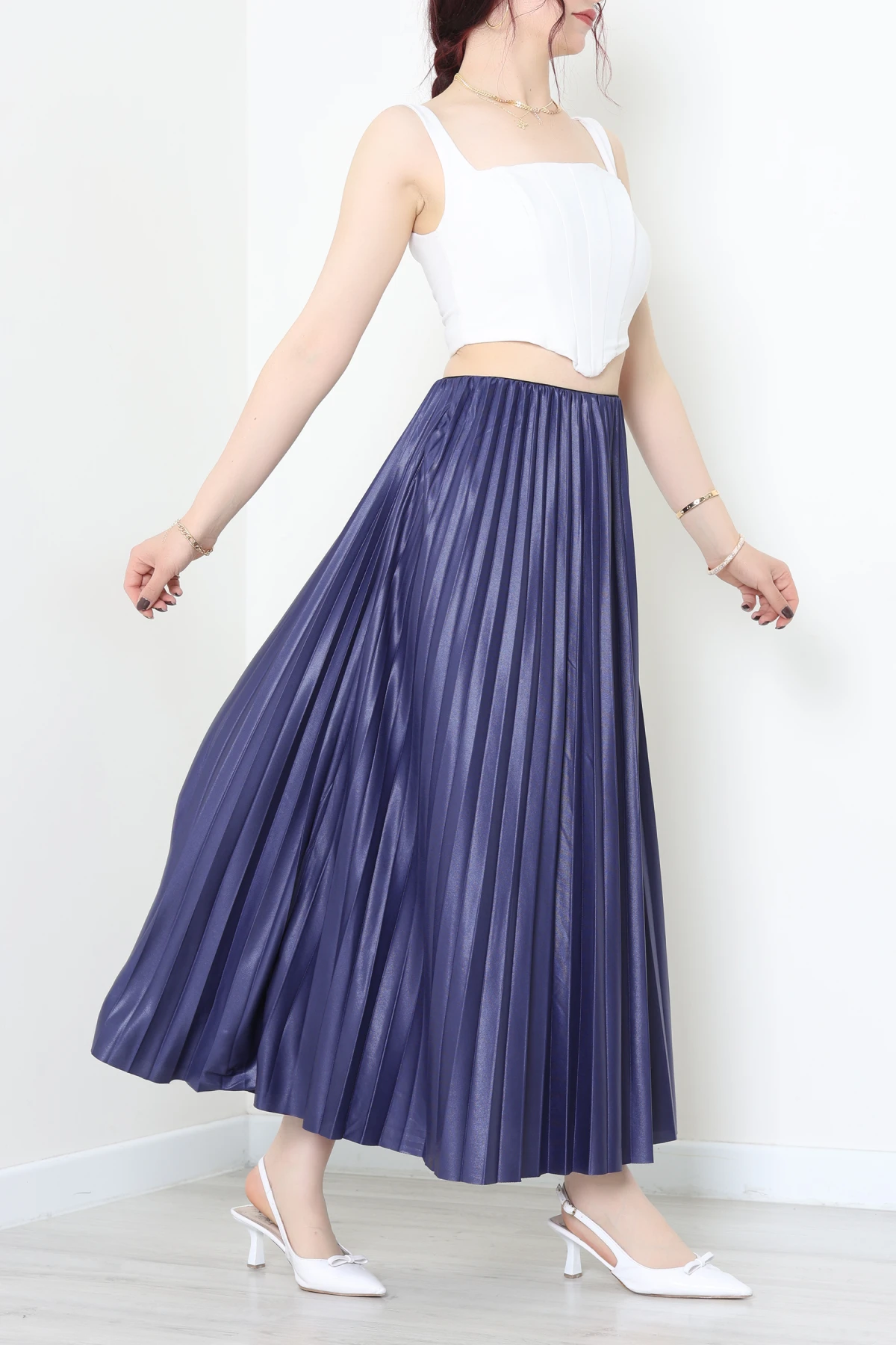 Pileli Etek Lacivert - 44029.2111.