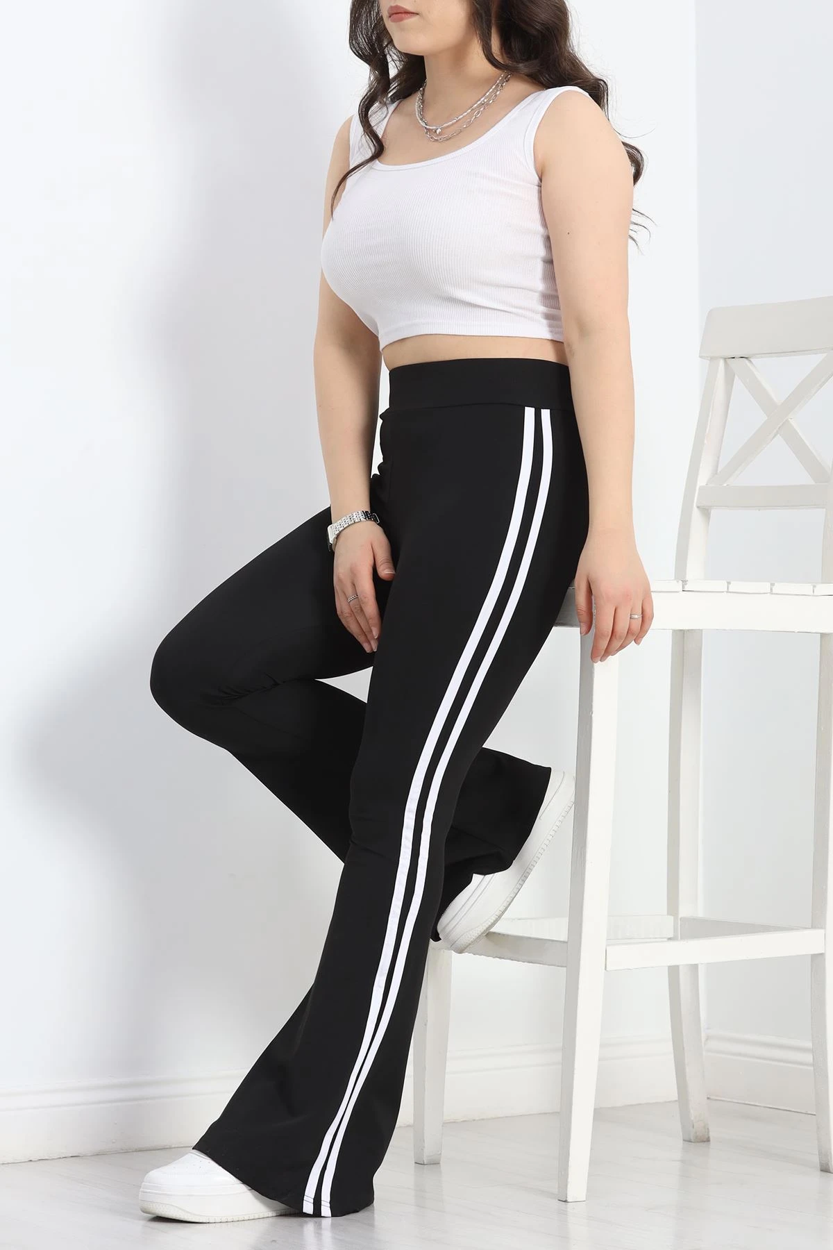 Büyük Beden Çift Şerit İspanyol Tayt Siyah - 50031.1098.