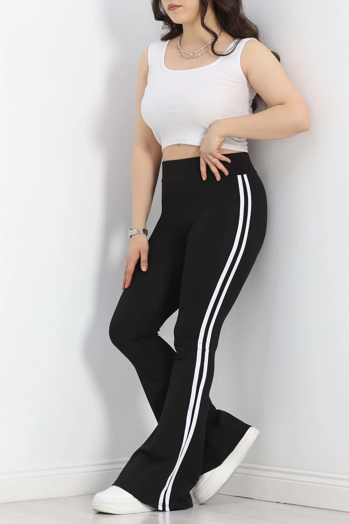 Büyük Beden Çift Şerit İspanyol Tayt Siyah - 50031.1098.