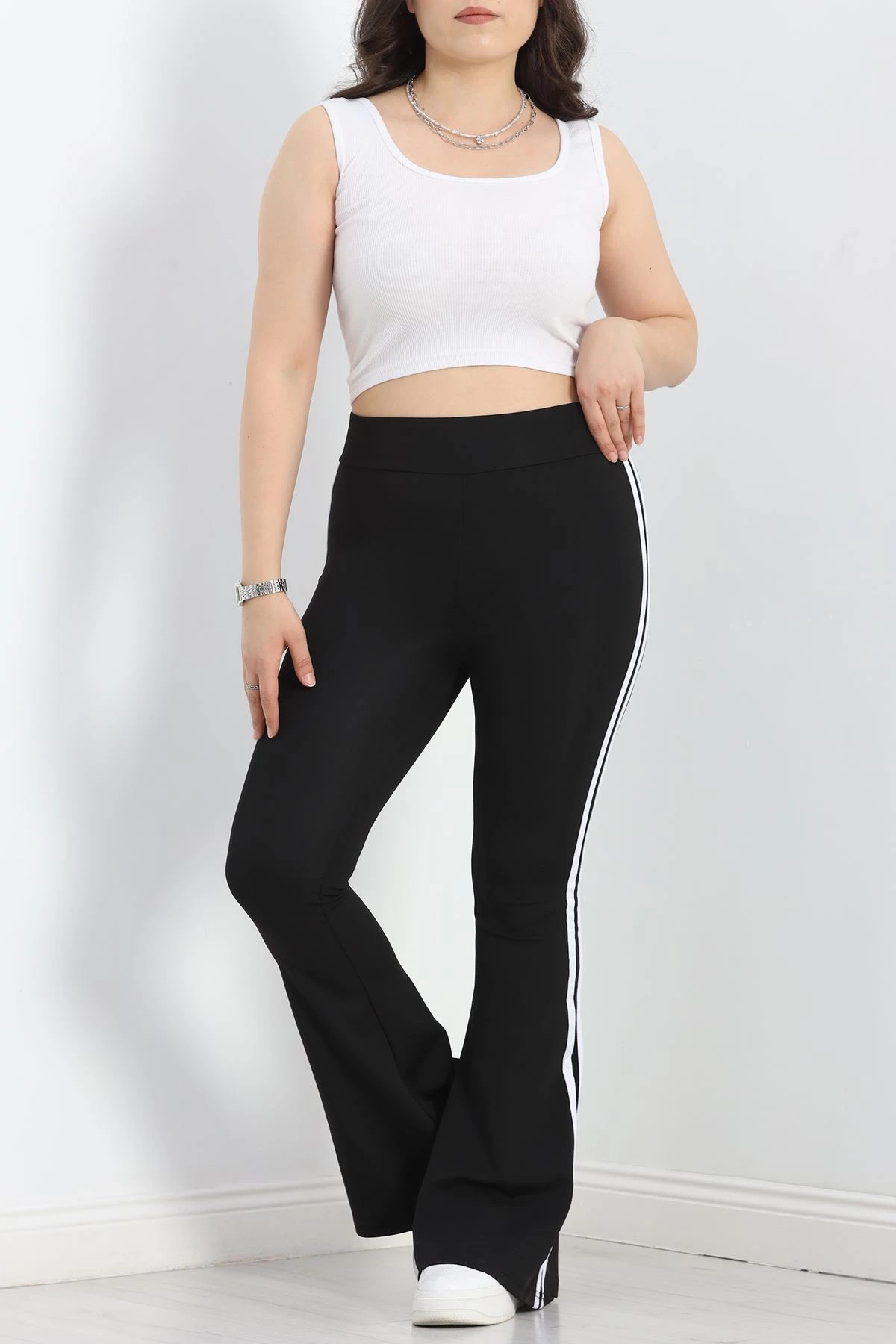 Büyük Beden Çift Şerit İspanyol Tayt Siyah - 50031.1098.
