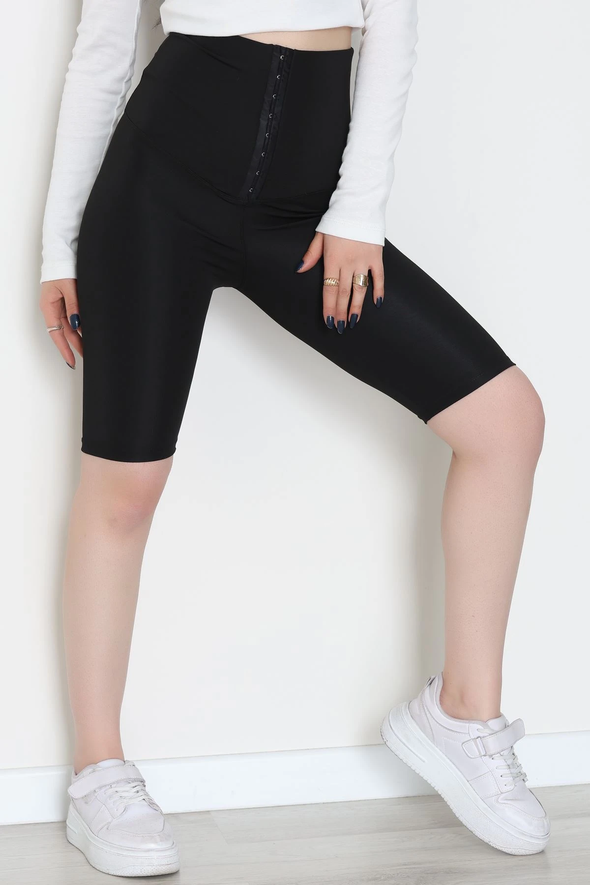 Agraflı Biker Dalgıç Tayt Siyah - 50425.1881.