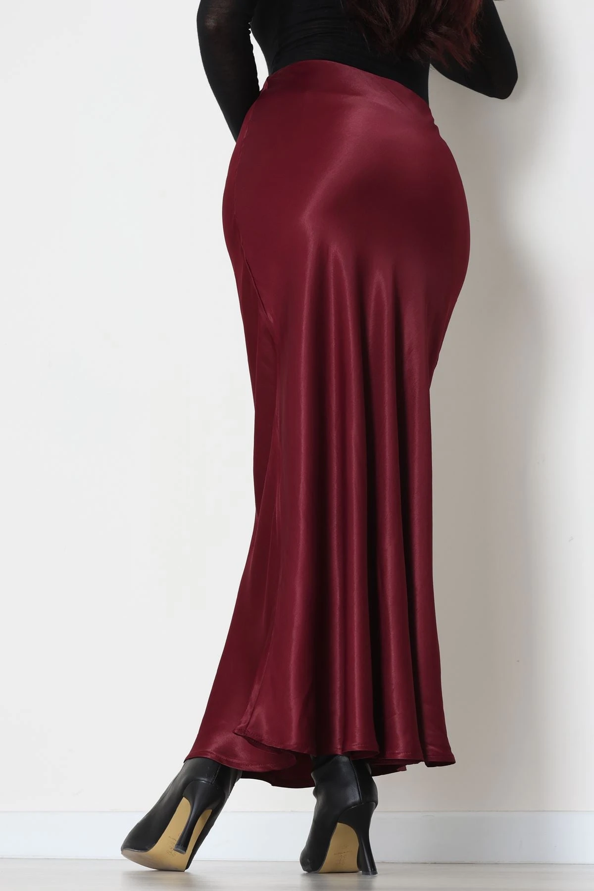 Beli Lastikli Verev Kesim Saten Etek Bordo - 51242.2077.