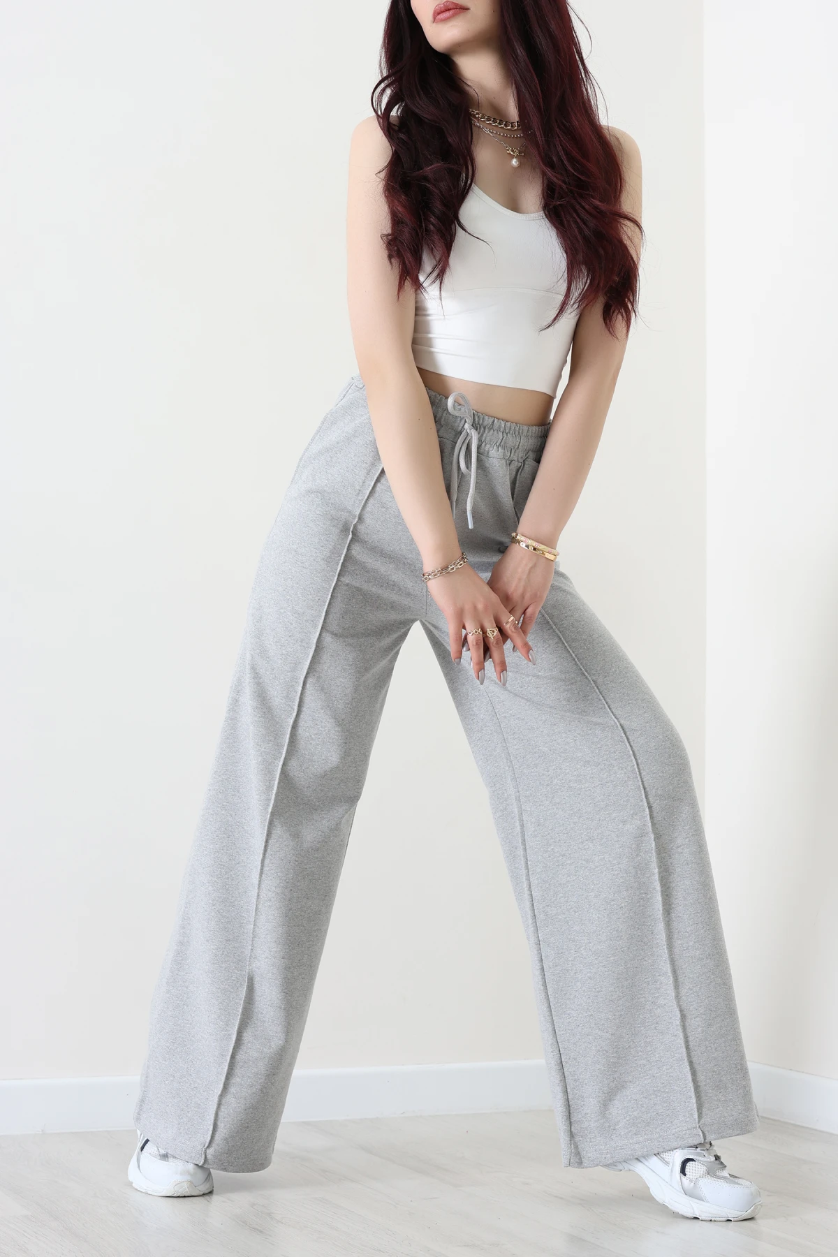 2 İplik Çımalı Eşofman Altı Gri - 52026.1857.