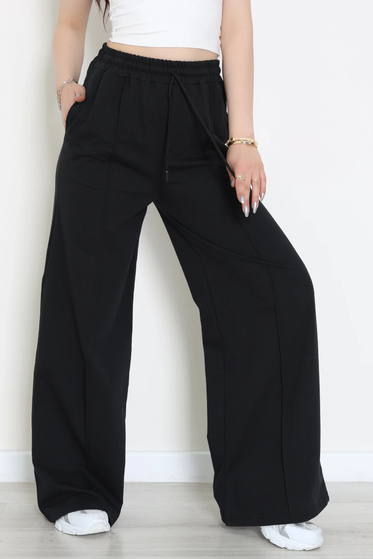 2 İplik Çımalı Eşofman Altı Siyah - 52026.1857.