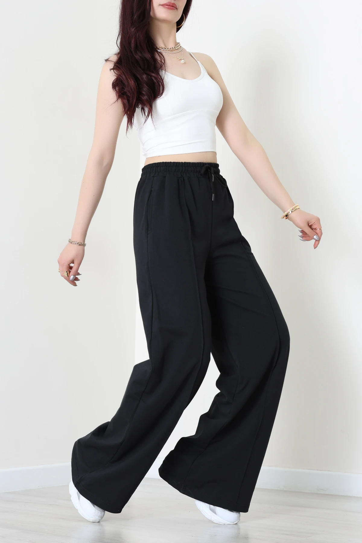 2 İplik Çımalı Eşofman Altı Siyah - 52026.1857.