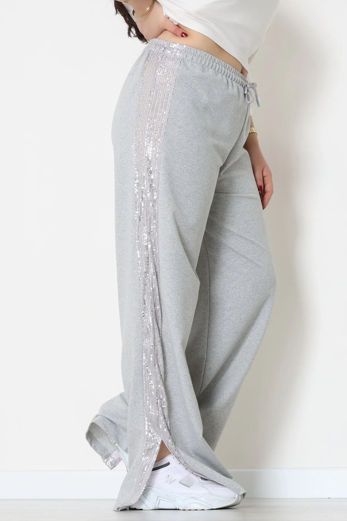 2 İplik Pul Detaylı Eşofman Altı Gri - 52111.1857.