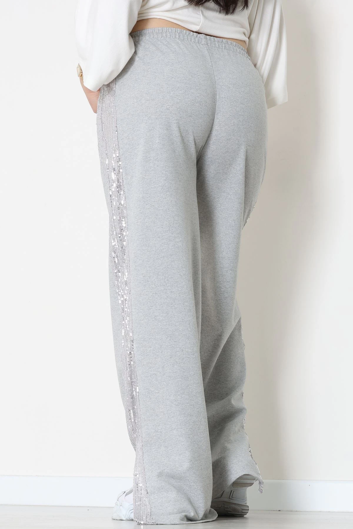 2 İplik Pul Detaylı Eşofman Altı Gri - 52111.1857.