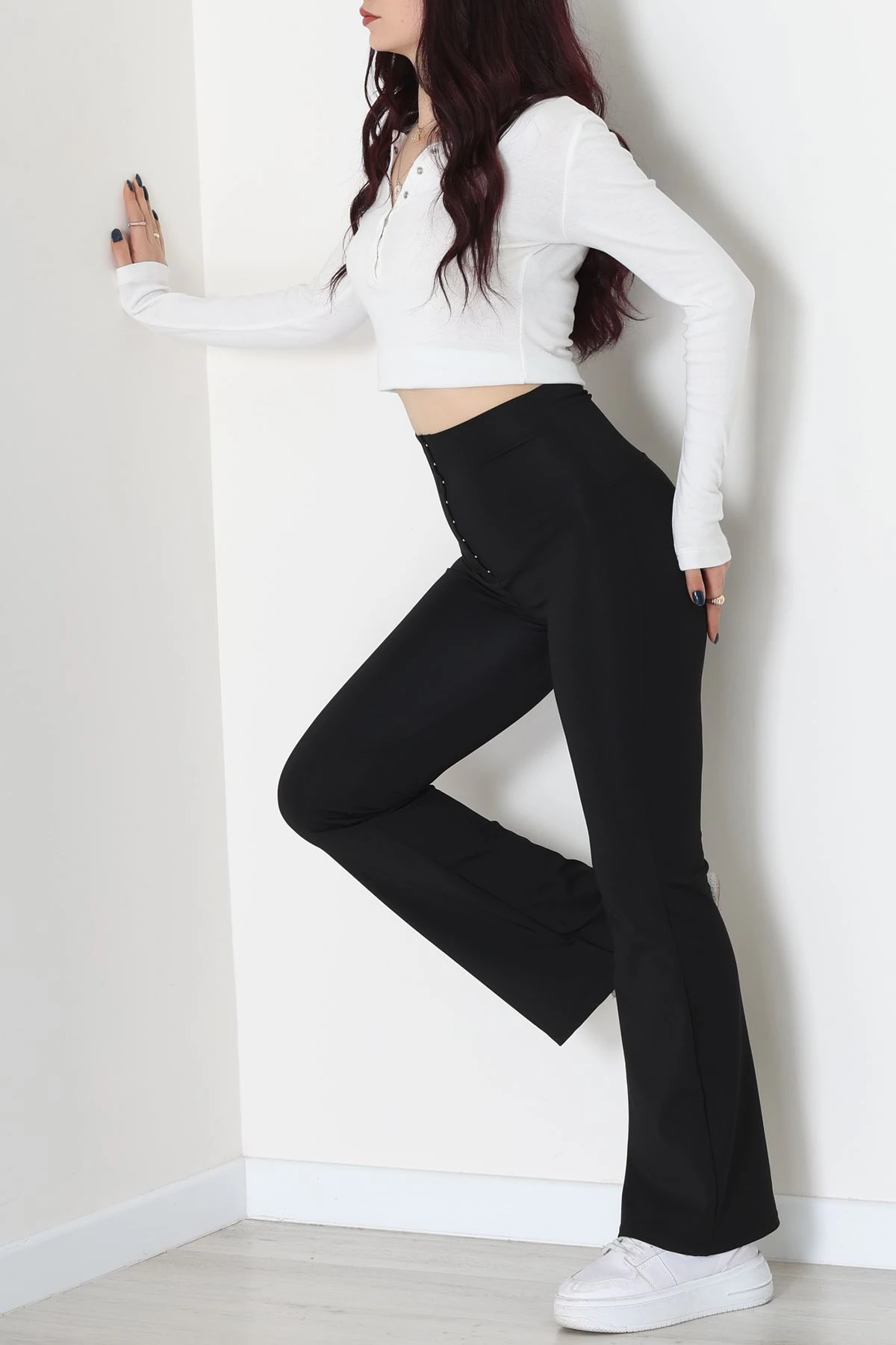 Agraflı İspanyol Paça Dalgıç Tayt Siyah - 52117.1881.