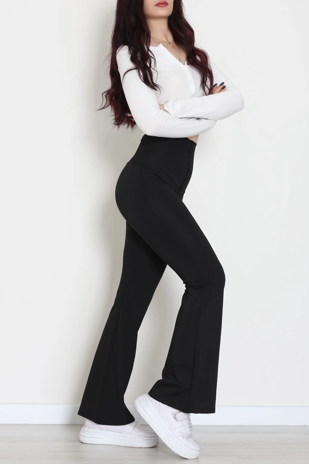 Agraflı İspanyol Paça Dalgıç Tayt Siyah - 52117.1881.