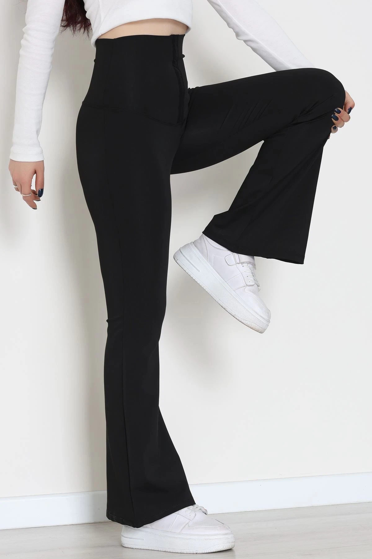 Agraflı İspanyol Paça Dalgıç Tayt Siyah - 52117.1881.