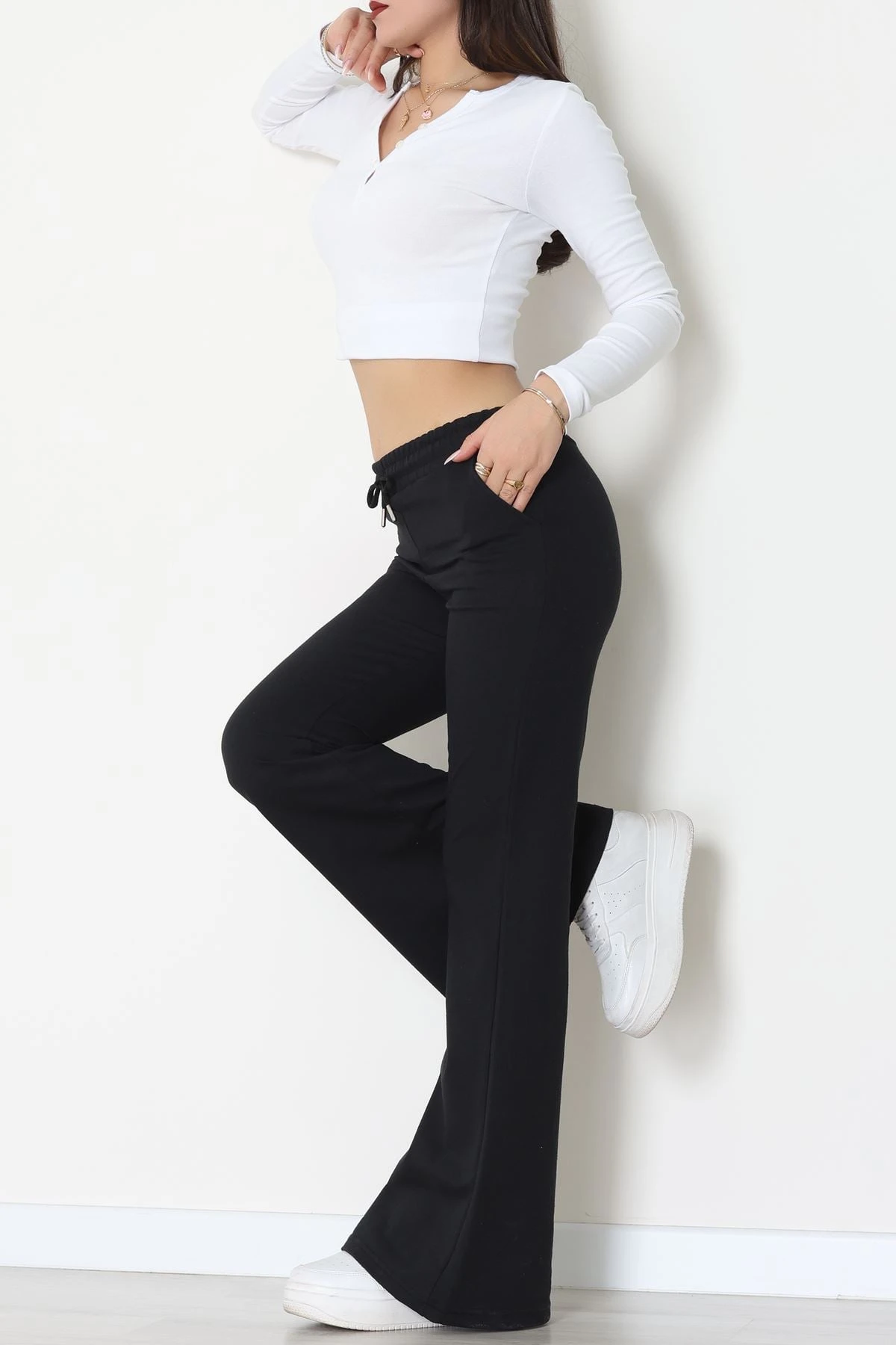 2 İplik İspanyol Paça Eşofman Altı Siyah - 52118.1857.